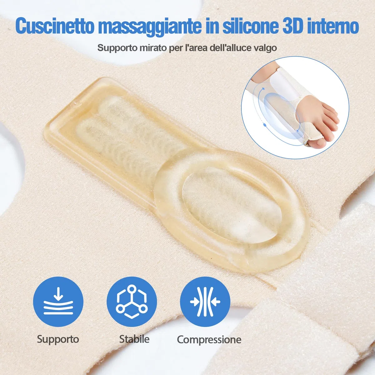 Alluce Valgo Correttore per Donna e Uomo – Tutore Alluce Valgo Regolabile con Cuscinetto in Gel – Sollievo e Supporto per Alluce Valgo, 1 Paio