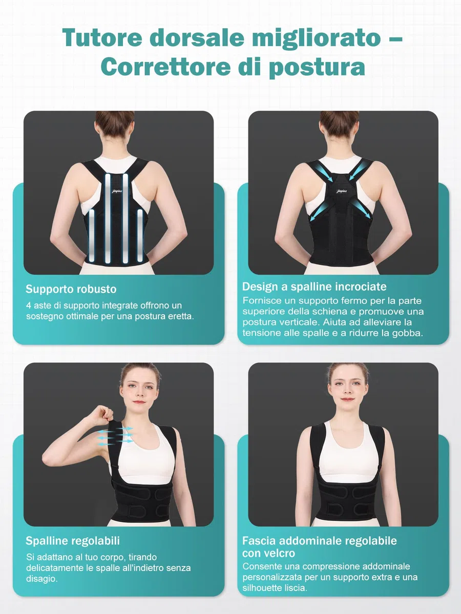 Fascia Correttore Posturale Spalle e Schiena：Busto Correttore Posturale Uomo Donna con Elastica Fascia Lombare Supporto Regolabile Traspirante - Dritta Raddrizza Spalle Schiena Migliora Postura (L)