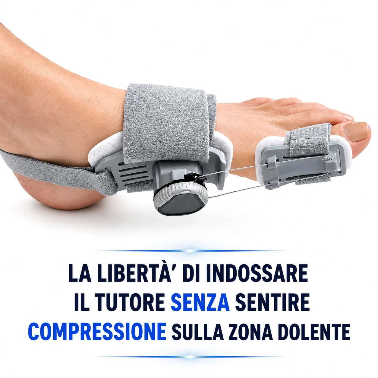ARIAPAD STRETCH - Correttore Alluce Valgo con Stretching a Tensione Regolabile – Tutore e Divaricatore per Alluce Valgo – Separatore per Piede Destro e Sinistro – 1 Pezzo