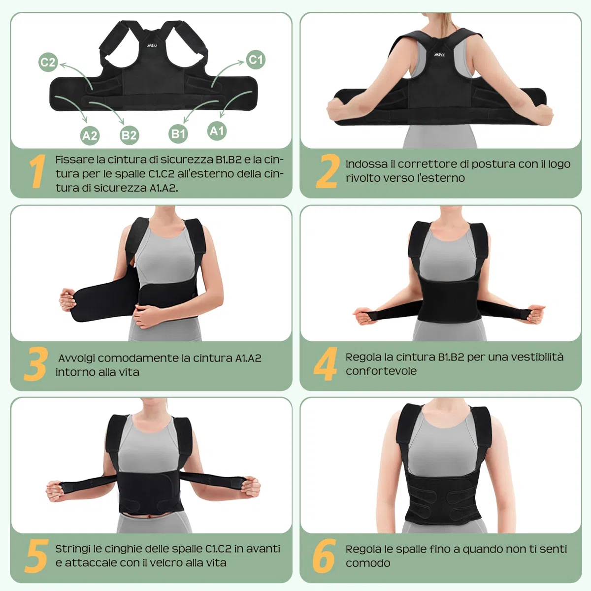 MRLI Fascia Posturale Spalle Schiena Uomo: Lombare Supporto Postura Donna - Busto Schiena Dritta Correttore Postura Tutore - Cintura di Correzione Della Postura Regolabile Nero XL