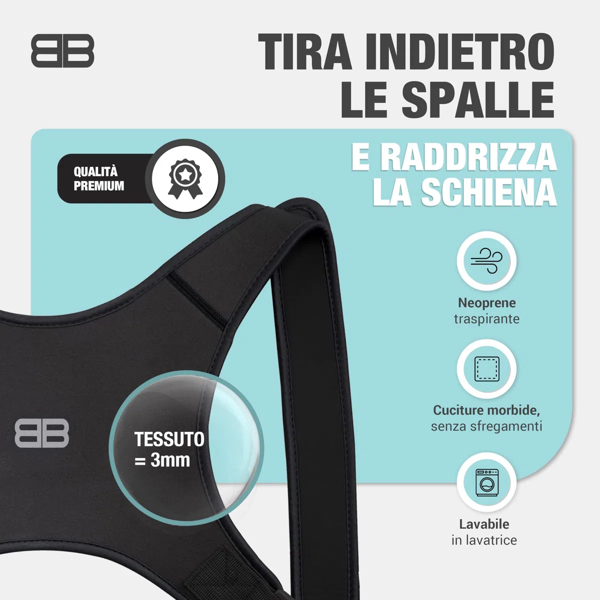 Back Bodyguard, tutore della postura, innovativo supporto dritto per una postura eretta, correzione della postura, schiena dritta, nero, M
