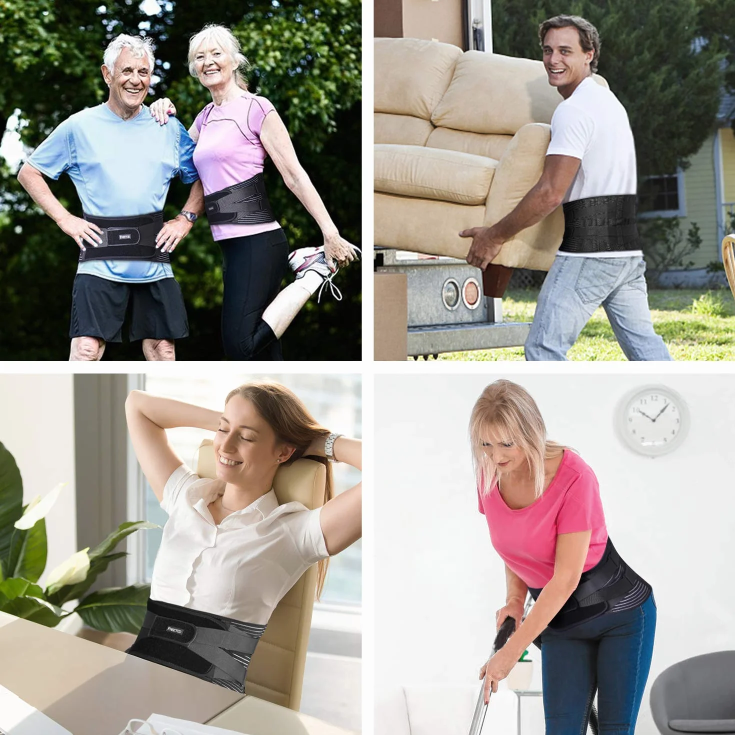 FREETOO Fascia Lombare Posturale, Regolazione della Fascia Schiena per Uomini e Donne, Posturale Cintura Lombare Utilizzare per Sport
