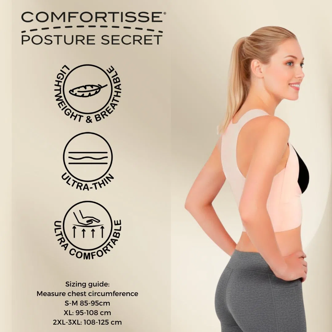 Secret - Correttore di postura Unisex | Fascia posturale spalle e schiena | Invisibile | Strisce regolabili | Raddrizza spalle | Migliora la postura istantanea