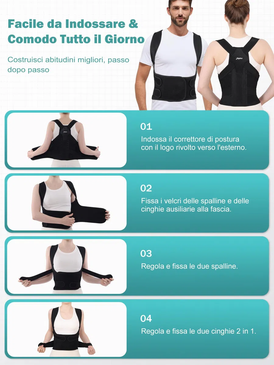 Fascia Correttore Posturale Spalle e Schiena：Busto Correttore Posturale Uomo Donna con Elastica Fascia Lombare Supporto Regolabile Traspirante - Dritta Raddrizza Spalle Schiena Migliora Postura (L)