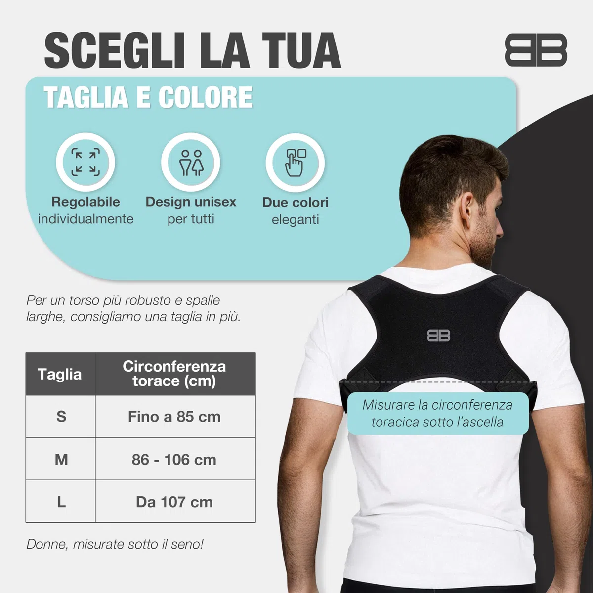 Back Bodyguard, tutore della postura, innovativo supporto dritto per una postura eretta, correzione della postura, schiena dritta, nero, M