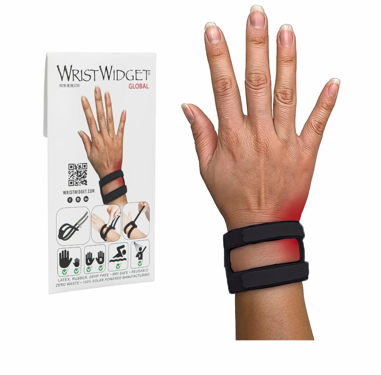 WristWidget® Tutore da polso regolabile nero per lacrime TFCC, taglia unica. Per polsi destro e sinistro, supporto per sollecitazioni di carico, esercizio fisico