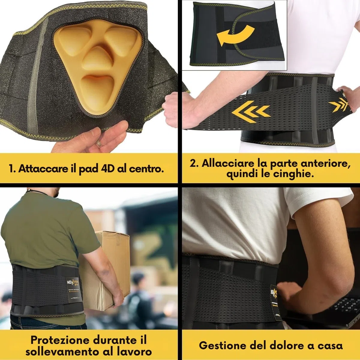 MEDiBrace PLUS Fascia Lombare con Cuscinetto Lombare 3D, Supporto per la Zona Lombare con Cintura Regolabile e Stecche di Supporto per Alleviare il Mal di Schiena
