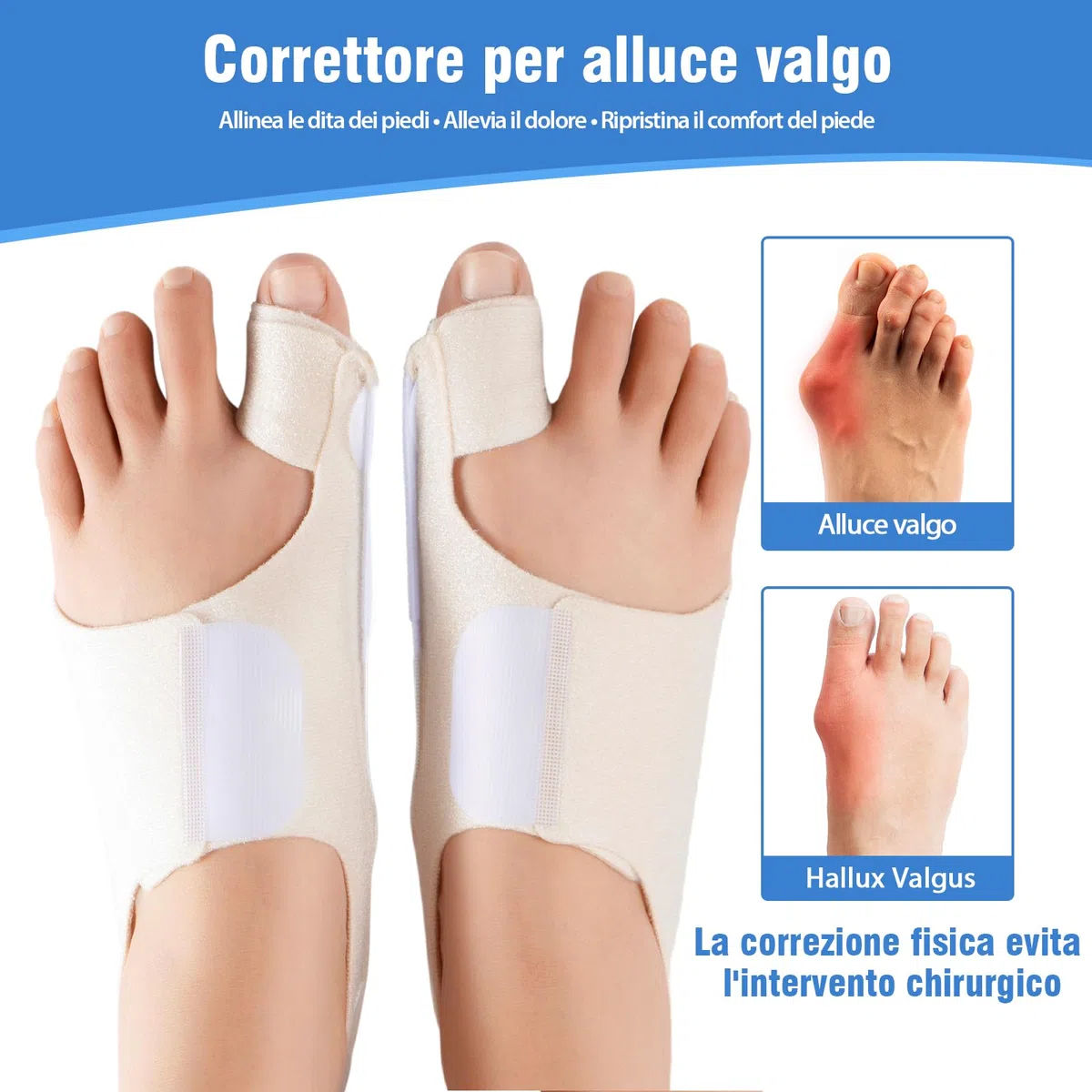 Alluce Valgo Correttore per Donna e Uomo – Tutore Alluce Valgo Regolabile con Cuscinetto in Gel – Sollievo e Supporto per Alluce Valgo, 1 Paio