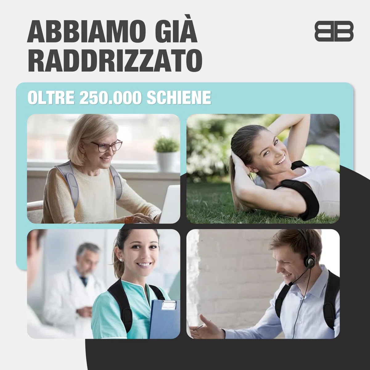 Back Bodyguard, tutore della postura, innovativo supporto dritto per una postura eretta, correzione della postura, schiena dritta, nero, M