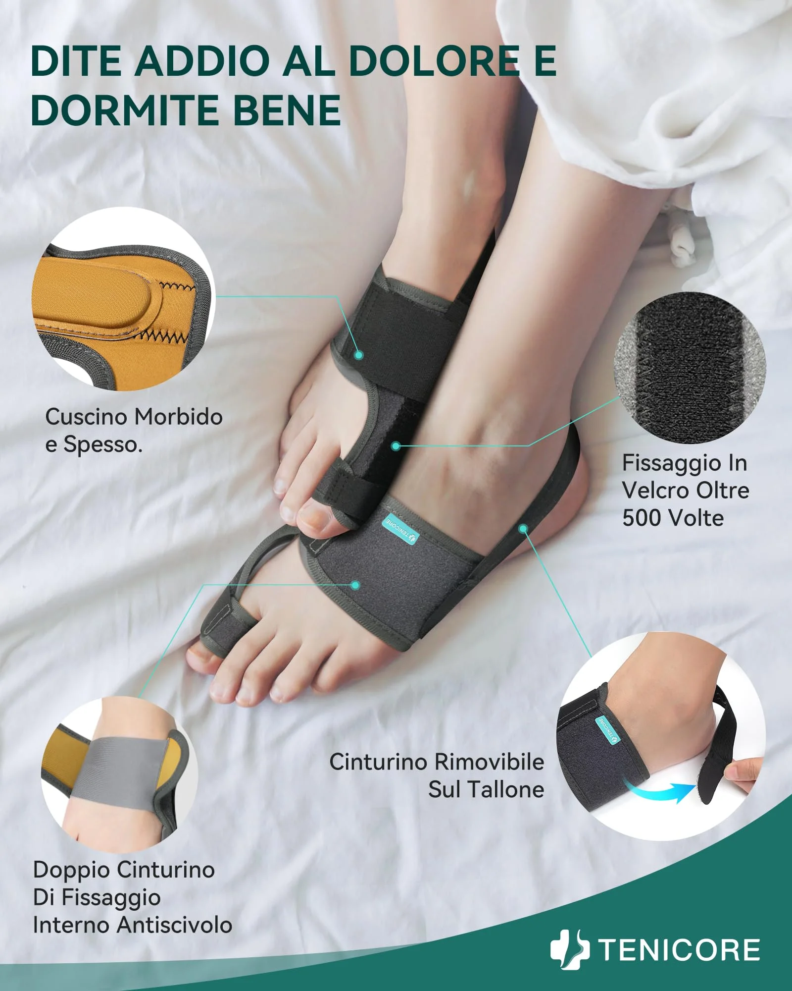 Aggiornamento Alluce Valgo Correttore con 2 Barre Angolari,Tutore Alluce Valgo con cuscinetto in silicone Sollievo dall'alluce Valgo Donna e Uomo 1Paio