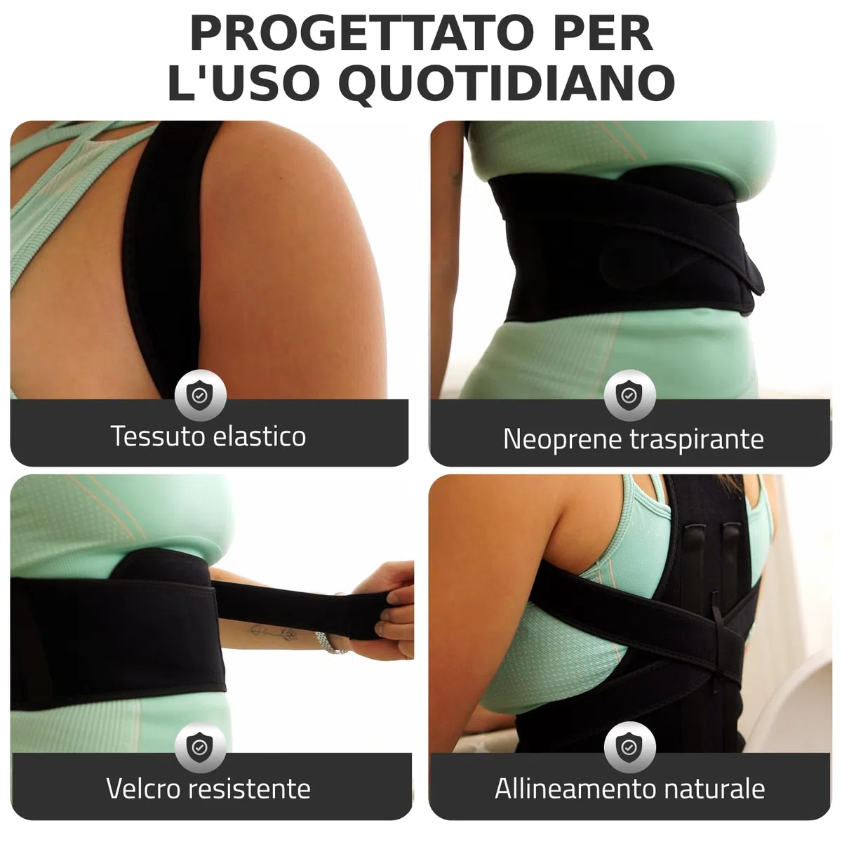 Roar® Busto correttore posturale uomo donna – Fascia posturale spalle e schiena – Raddrizza schiena e spalle – Dispositivo postura corretta traspirante regolabile