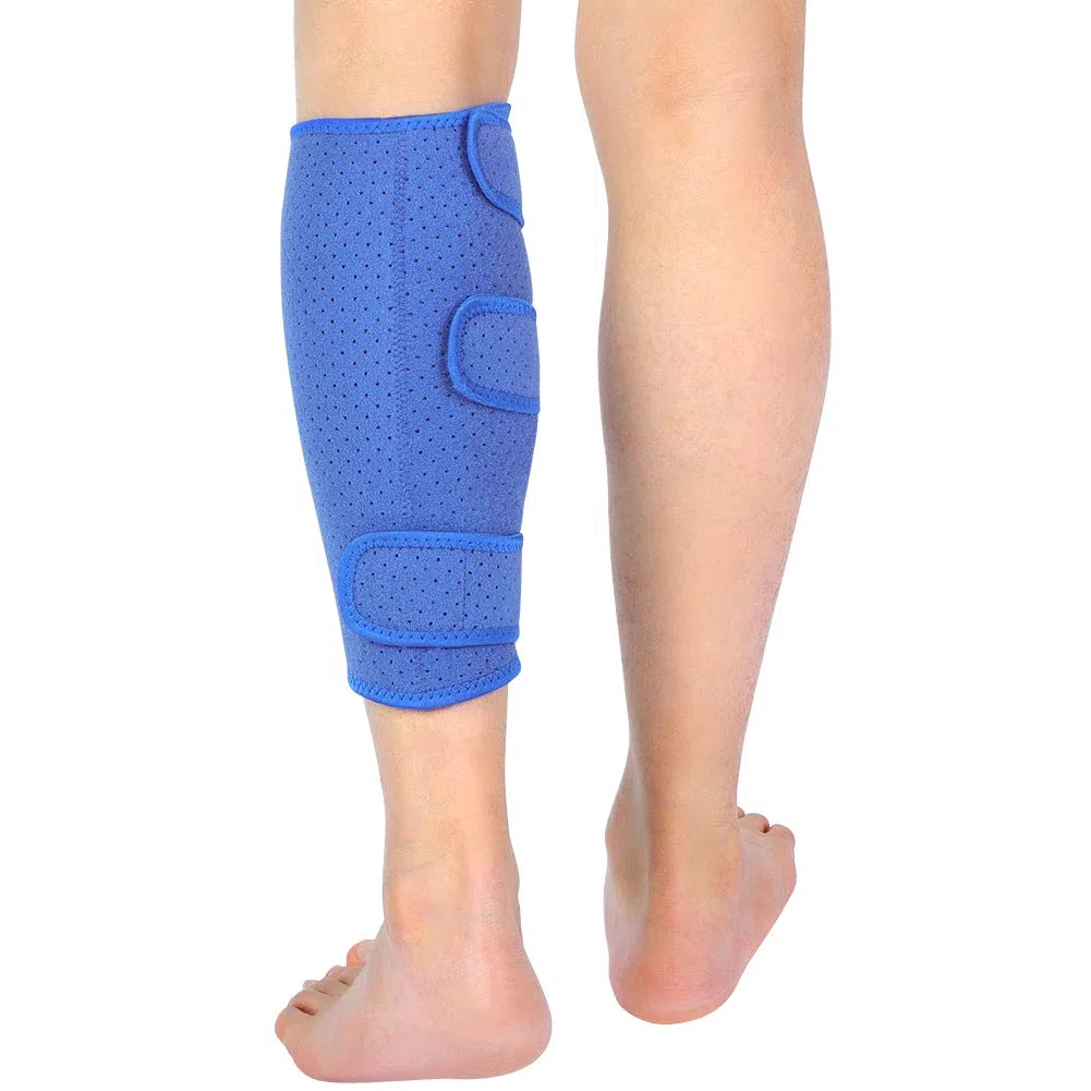 Supporto per Polpaccio Brace, Fascia a Compressione Polpaccio in Neoprene Regolabile Traspirante per Muscoli Strappati, Vitelli Stretti, Dolore Muscolare, Gonfiore, Distorsioni Recupero, Unisex (Blu)