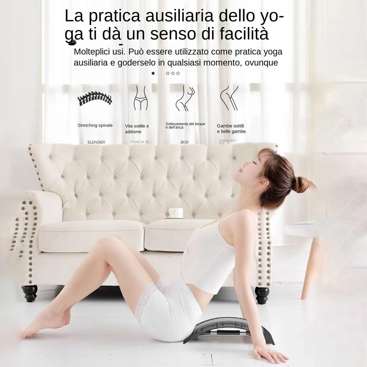 Allungatore Per Schiena | Schienale per Sbloccare la Schiena | Stretcher con Benefici Posturali per Pilates Yoga Casa Viaggio