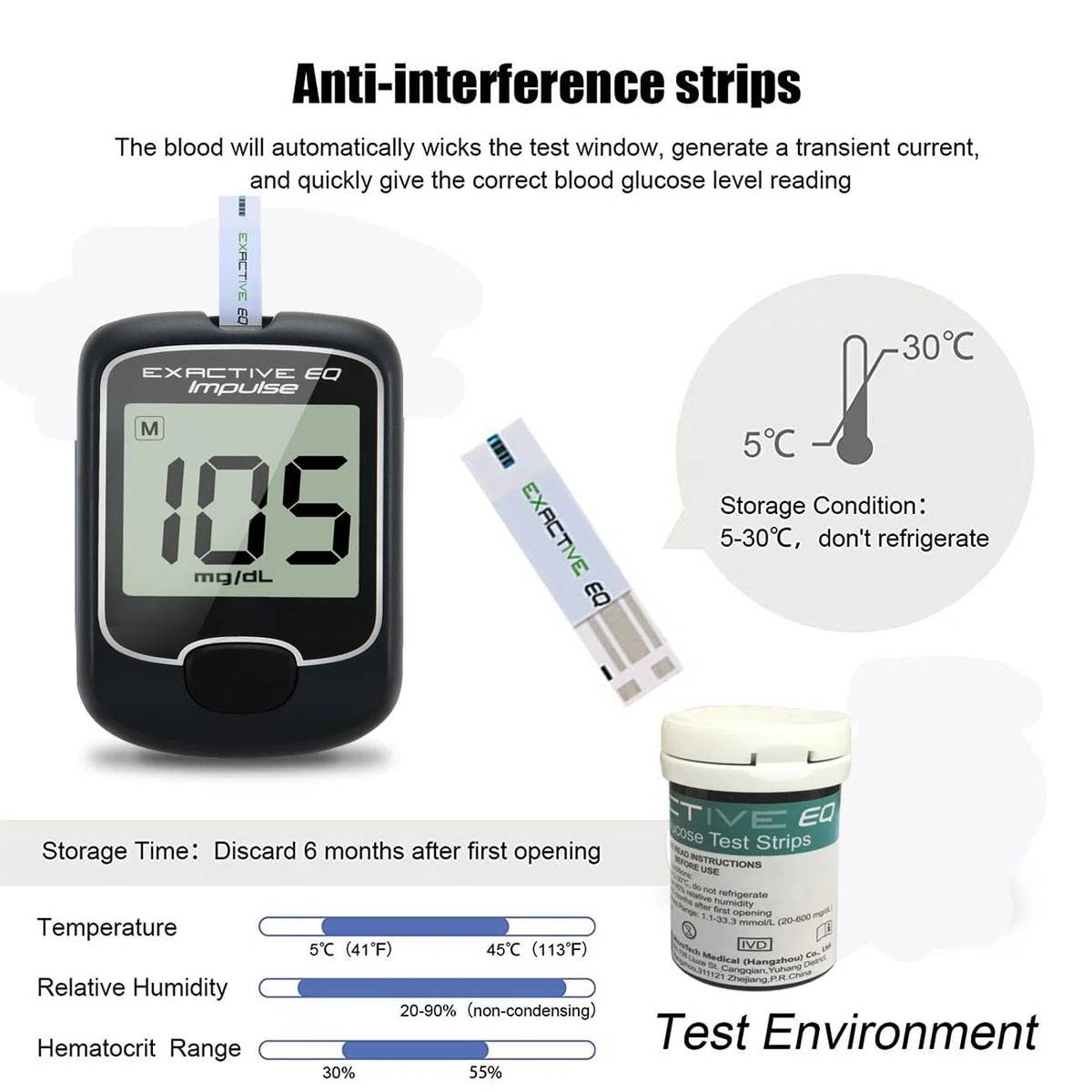 Exactive EQ Strisce Reattive per Glicemia x 50pc e lancette x 50, solo per il monitor di glicemia di glucometro Exactive EQ