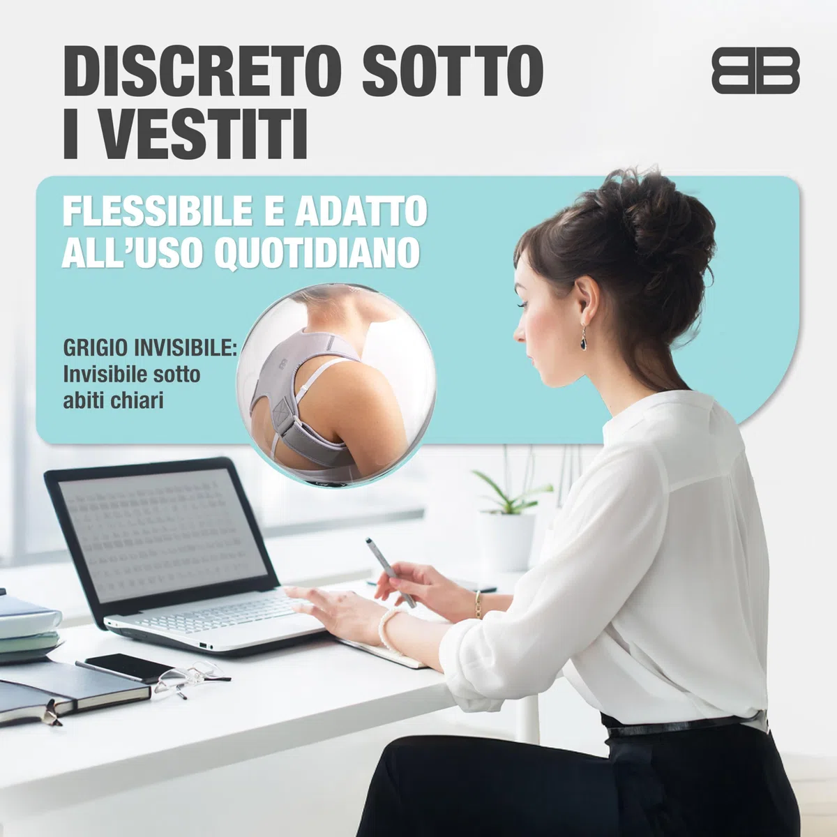 Back Bodyguard, tutore della postura, innovativo supporto dritto per una postura eretta, correzione della postura, schiena dritta, nero, M