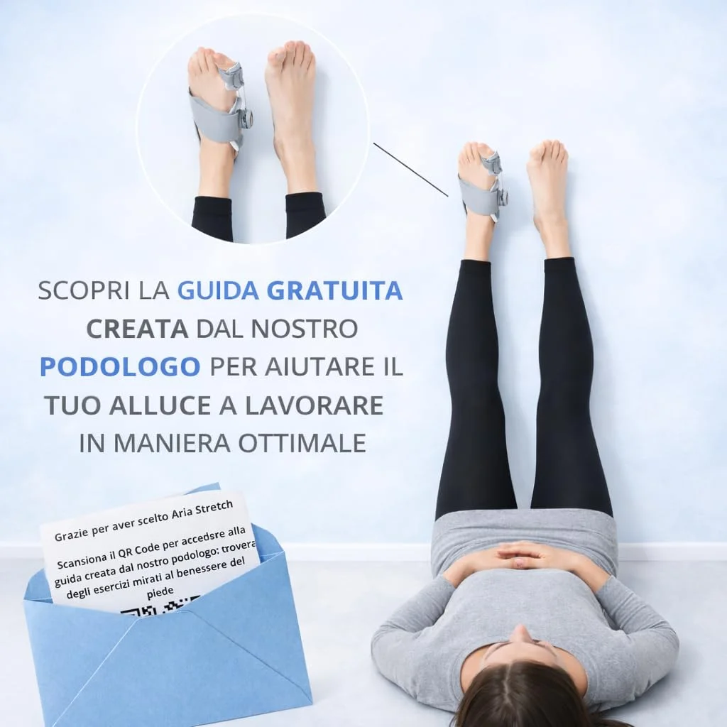 ARIAPAD STRETCH - Correttore Alluce Valgo con Stretching a Tensione Regolabile – Tutore e Divaricatore per Alluce Valgo – Separatore per Piede Destro e Sinistro – 1 Pezzo