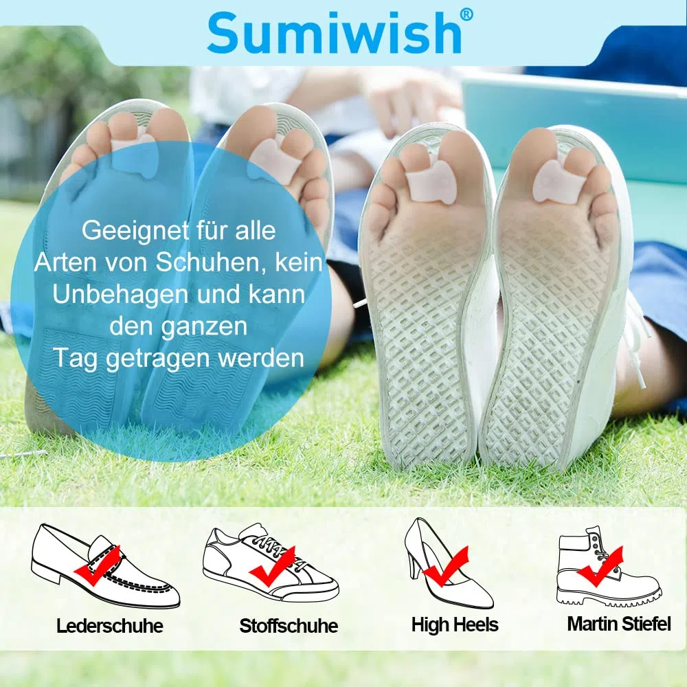 Sumiwish [10x] Separatore Dita Piede, Alluce Valgo Correttore, Gel Separatore Dita per Alluce Valgo, Punta Sovrapposta, Bambino - Trasparente