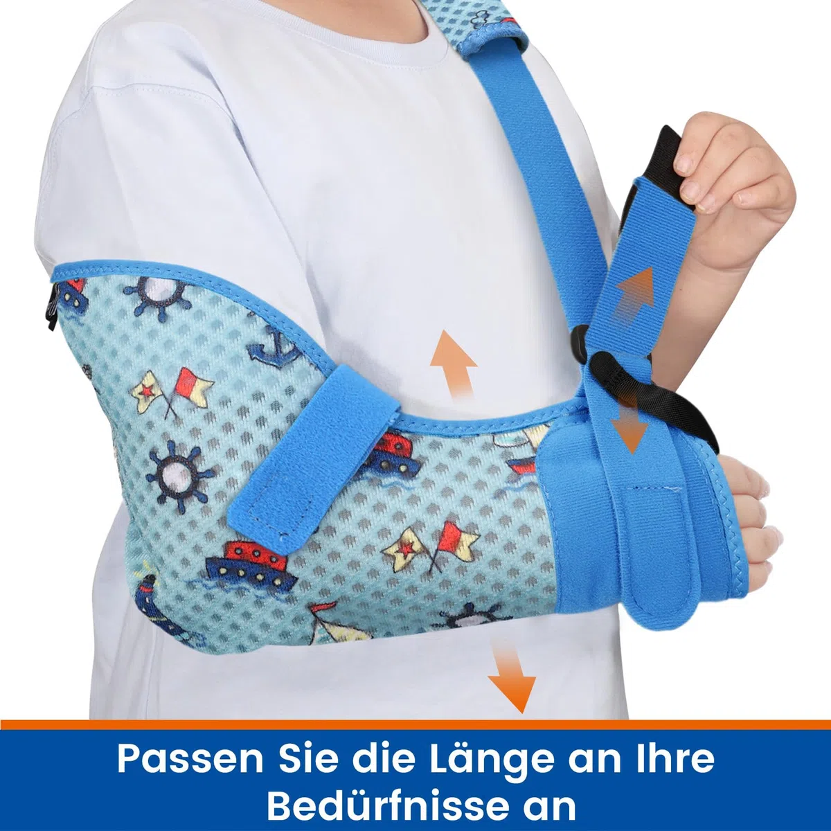 Manicotto per bambini con cintura in vita, cinturino traspirante per braccio, clavicola, gomito, polso (Braccio destro, XS(58-66CM))