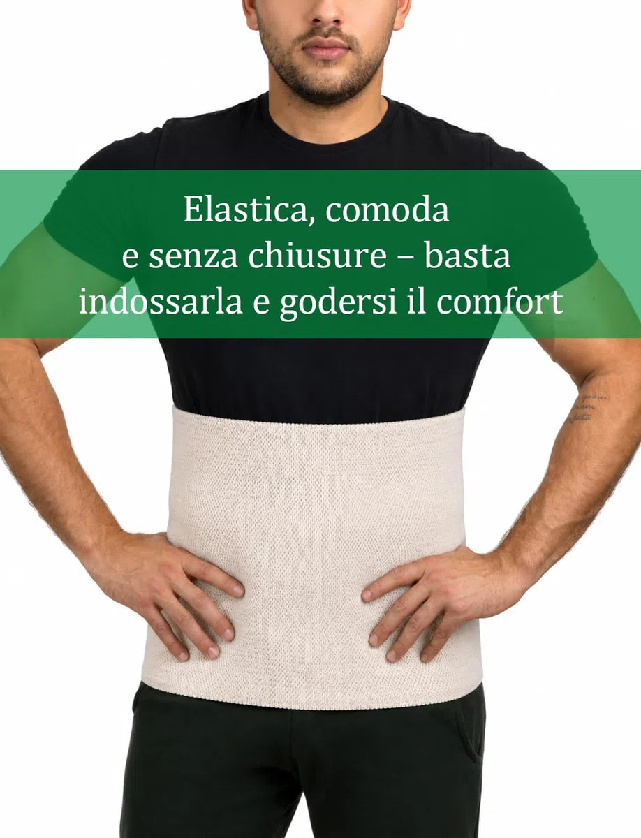 Fascia Termica per Schiena e Reni, con Lana Merino, Angora e Cotone, Cintura Elastica Scaldareni per Donna e Uomo, Scaldaschiena Termico per Zona Lombare (Medium)