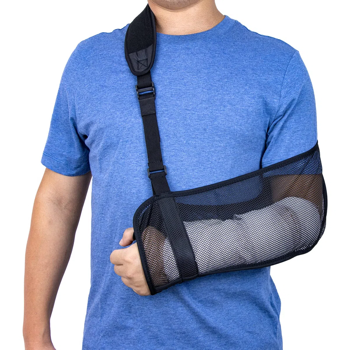 Mesh Tutore Braccio Ingessato Traspirante Regolabile Supporto per Braccio Con Gommapiuma per Collo, Adatto per Maschio/femmina, Destra/sinistra, Adatto per Lesioni da Polso, Gomito e Braccio (Nero)