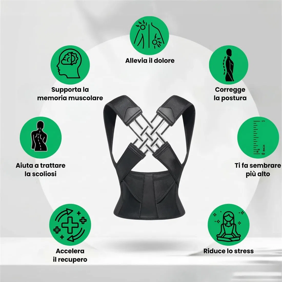 Correttore Postura Uomo Donna – Supporto Schiena Regolabile per Spalle Curve e Dolore Cervicale, Leggero e Invisibile – Ideale per Ufficio, Guida, Casa – Per Adulti e Lavoratori Sedentari