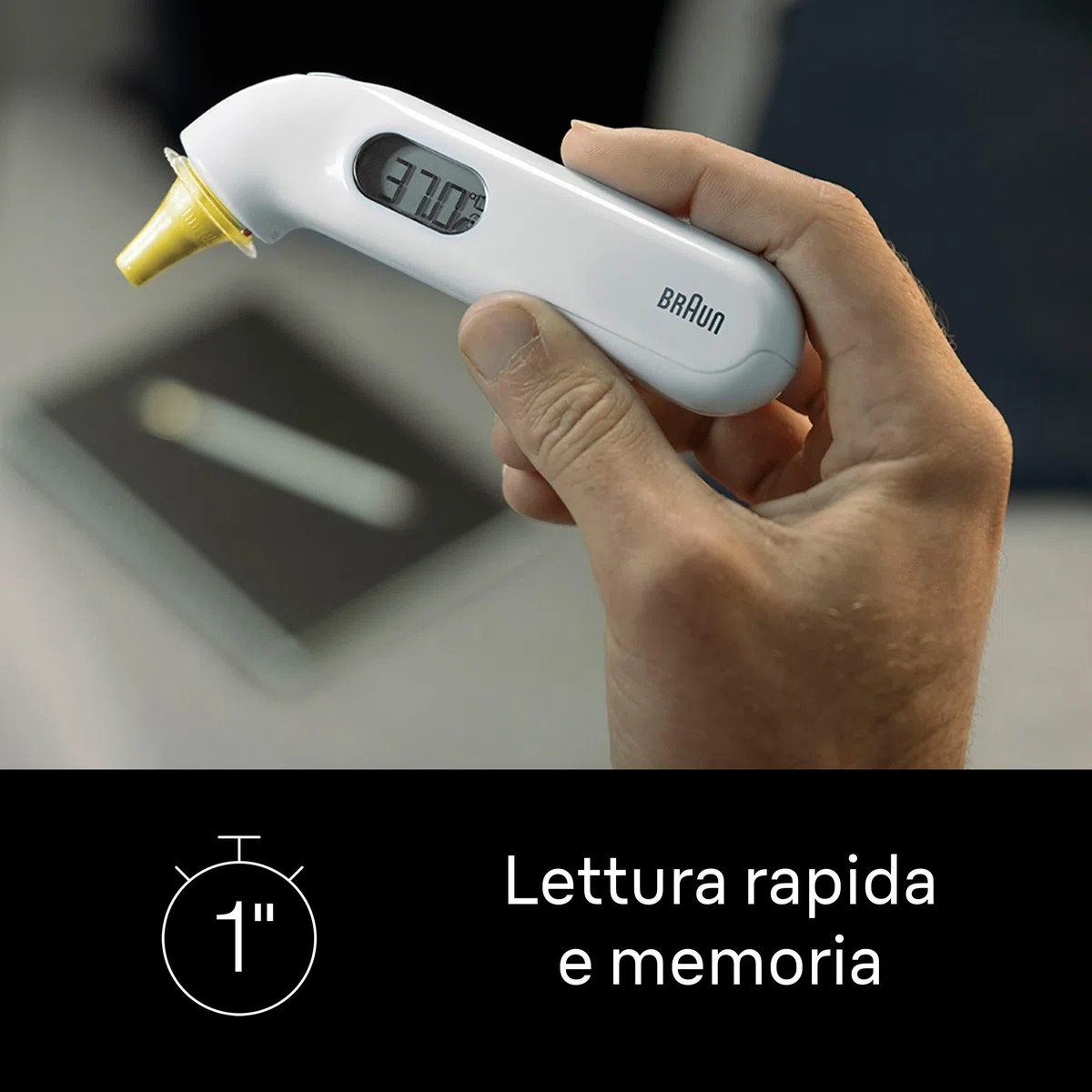 Braun ThermoScan 3 Termometro auricolare, Misurazione rapida di 1 secondo, Indicatore di febbre audio, Display digitale, Adatto a neonati e bambini, Marchio #1 tra i dottori 1, IRT3030