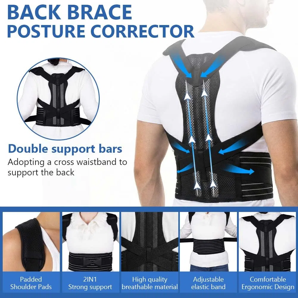 Aolso Fascia Posturale Spalle Schiena Uomo Donna, Tutore Spalla Busto Dritta Elastica Regolabile, Traspirante Correttore Lombare Supporto, Schiena Migliora Postura, Sollievo dal Dolore Alla Cervicale