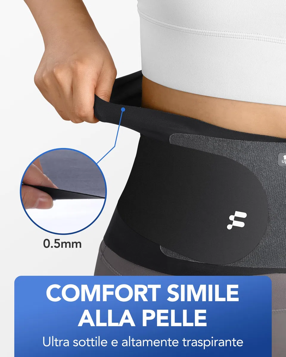 Fitomo Fascia Lombare Supporto Schiena con Cuscinetto 3D e 6 Stecche, Tessuto Ultra Fine da 0,5 mm, Senza Cuciture in un Unico Pezzo, Fascia Elastica Lombare Donna Uomo per Lavoro, Sciatica, Postura