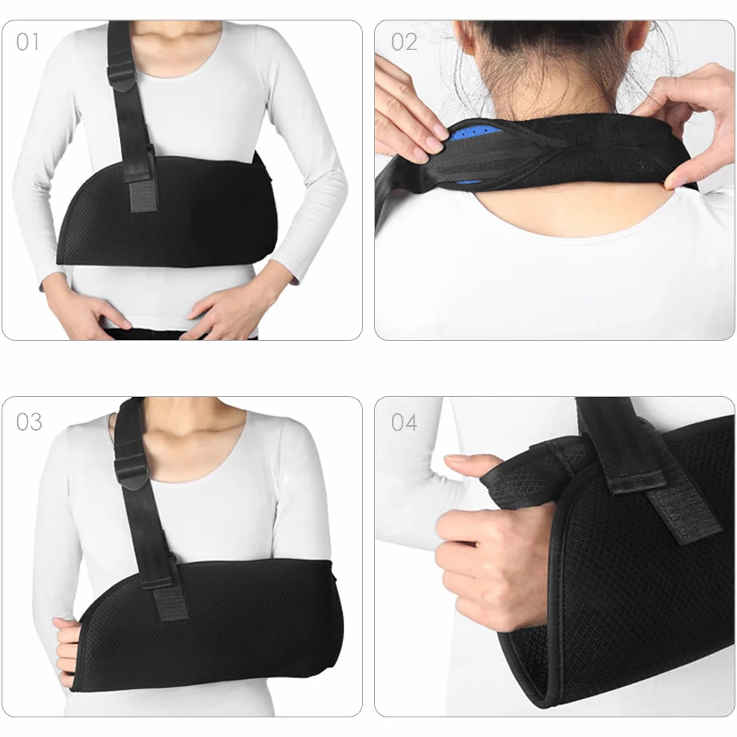 1 fascia regolabile per braccio, fascia in rete, imbracatura con imbottitura in gommapiuma, supporto per braccio, supporto per spalle, adatto per polsi rotti, gomiti, lussazioni delle spalle