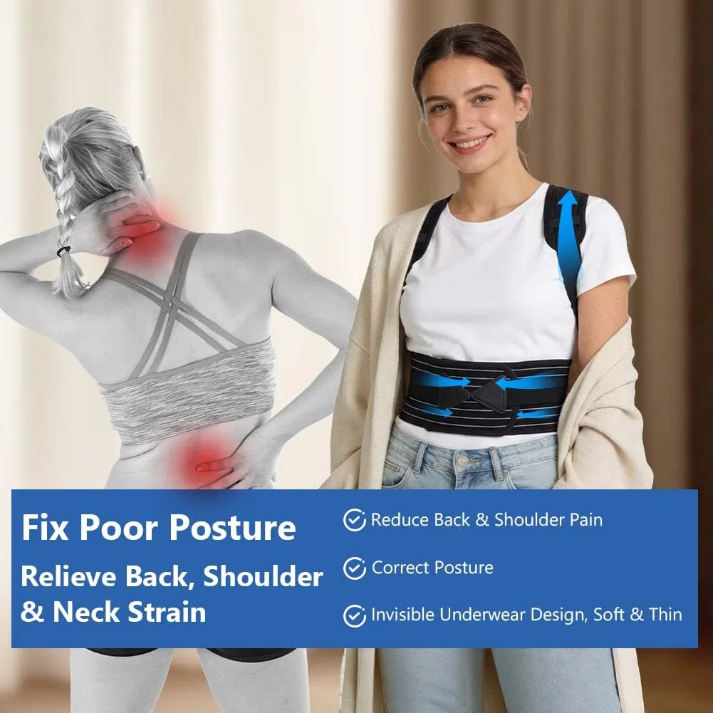 Aolso Fascia Posturale Spalle Schiena Uomo Donna, Tutore Spalla Busto Dritta Elastica Regolabile, Traspirante Correttore Lombare Supporto, Schiena Migliora Postura, Sollievo dal Dolore Alla Cervicale