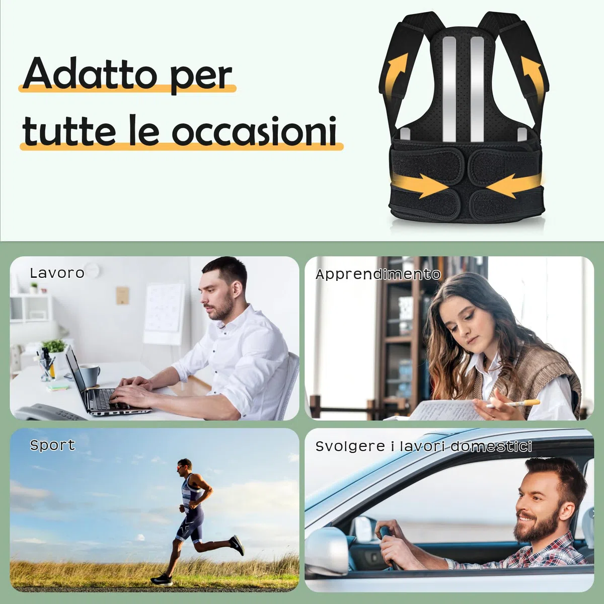 MRLI Fascia Posturale Spalle Schiena Uomo: Lombare Supporto Postura Donna - Busto Schiena Dritta Correttore Postura Tutore - Cintura di Correzione Della Postura Regolabile Nero XL