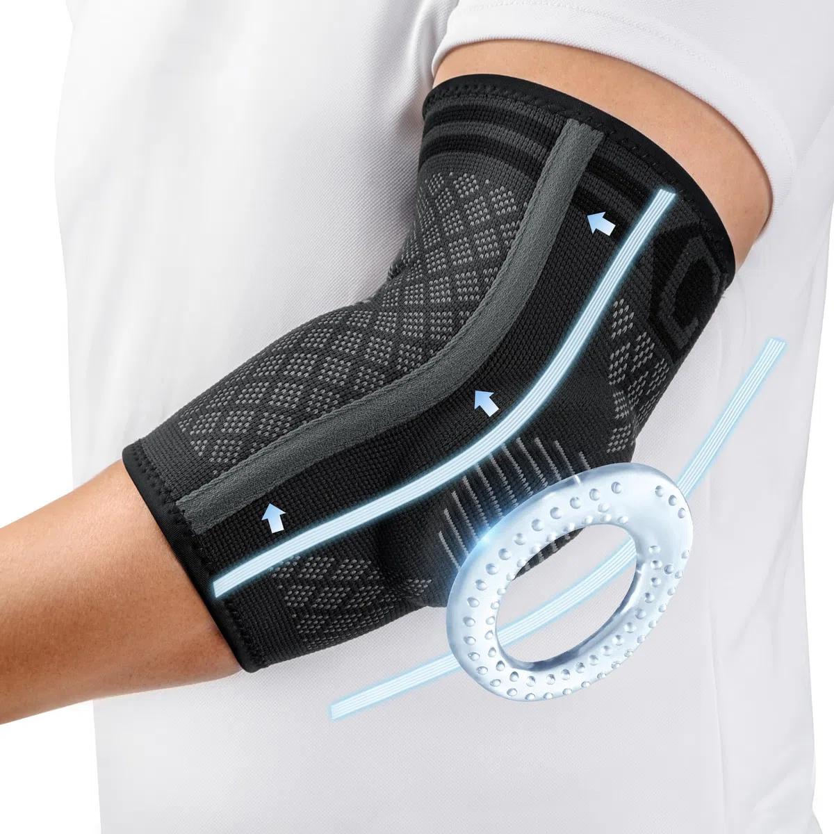 CAMBIVO 2x Tutore Epicondilite Gomito con Cuscinetto in Gel e Doppio Stabilizzatore, Gomitiera per Epicondilite Compressione, Gomitiere Palestra per Gomito del Tennista, Tendinite