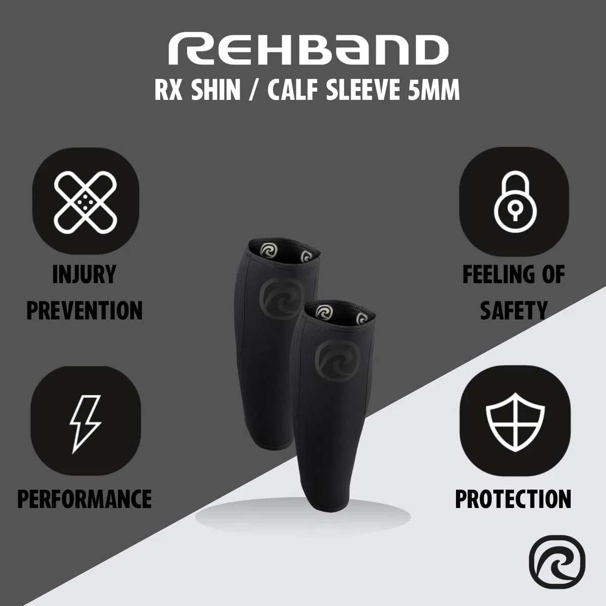 Bendaggio per polpacci in neoprene Rehband 1 pezzo o 1 paio, bendaggio compressivo per polpaccio e stinco, parastinchi per stacchi