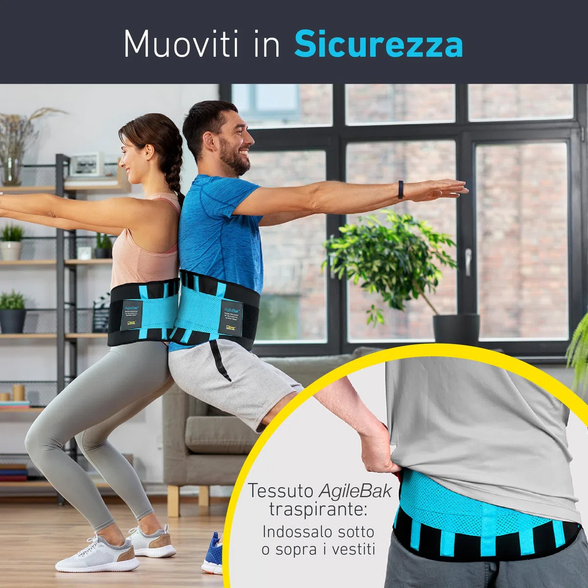 Clever Yellow Fascia lombare adatta a donne e uomini - Supporto terapeutico per la zona lombare - L'unico tutore certificato per il sollievo dal dolore lombare e la prevenzione degli infortuni - Large