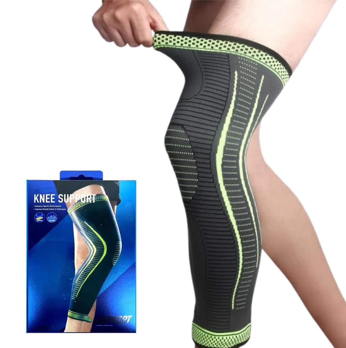 Generico Fascia elastica compressione gamba manica manica lunga gamba sport ciclismo maniche for coscia, ginocchio, polpaccio for uomo donna, bici, basket Manicotto A Compressione Per Polpacci