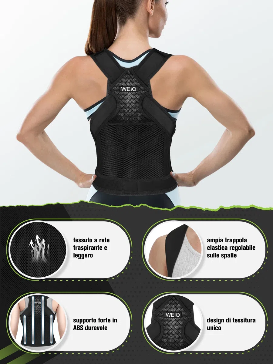 Fascia Posturale Spalle Schiena Uomo: Correttore Posturale Fascia Lombare Supporto Donna - Tutore Spalla Busto Schiena Dritta Elastica Regolabile - Ortopedico Cintura per Raddrizza Schiena Collo L
