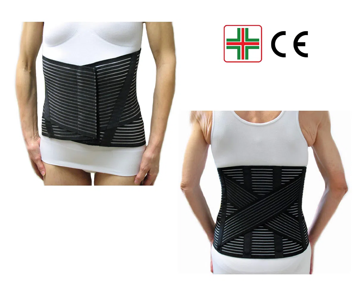 CORSETTO LOMBARE CON INCROCIO -Nero, XXL (109-120 cm.)- Supporto Ortopedico Steccato, Fascia Cintura Addominale con 6 Stecche, Tutore per Schiena, Busto Renale Correttore Posturale - UNISEX Uomo Donna