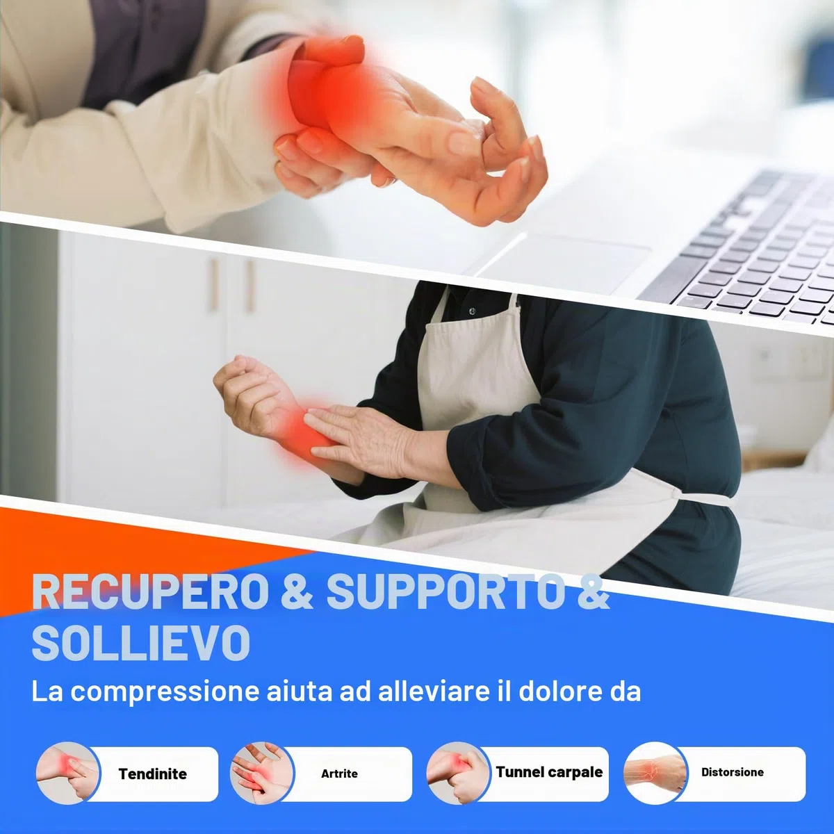 Lexniush Tutore Polso, 2 Pezzi Fascia da Polso per Tunnel Carpale, Traspirante Polsiera Ortopedica per Tendinite, Artrite, Slogature, Distorsione, Elastica di Supporto per Sport, M