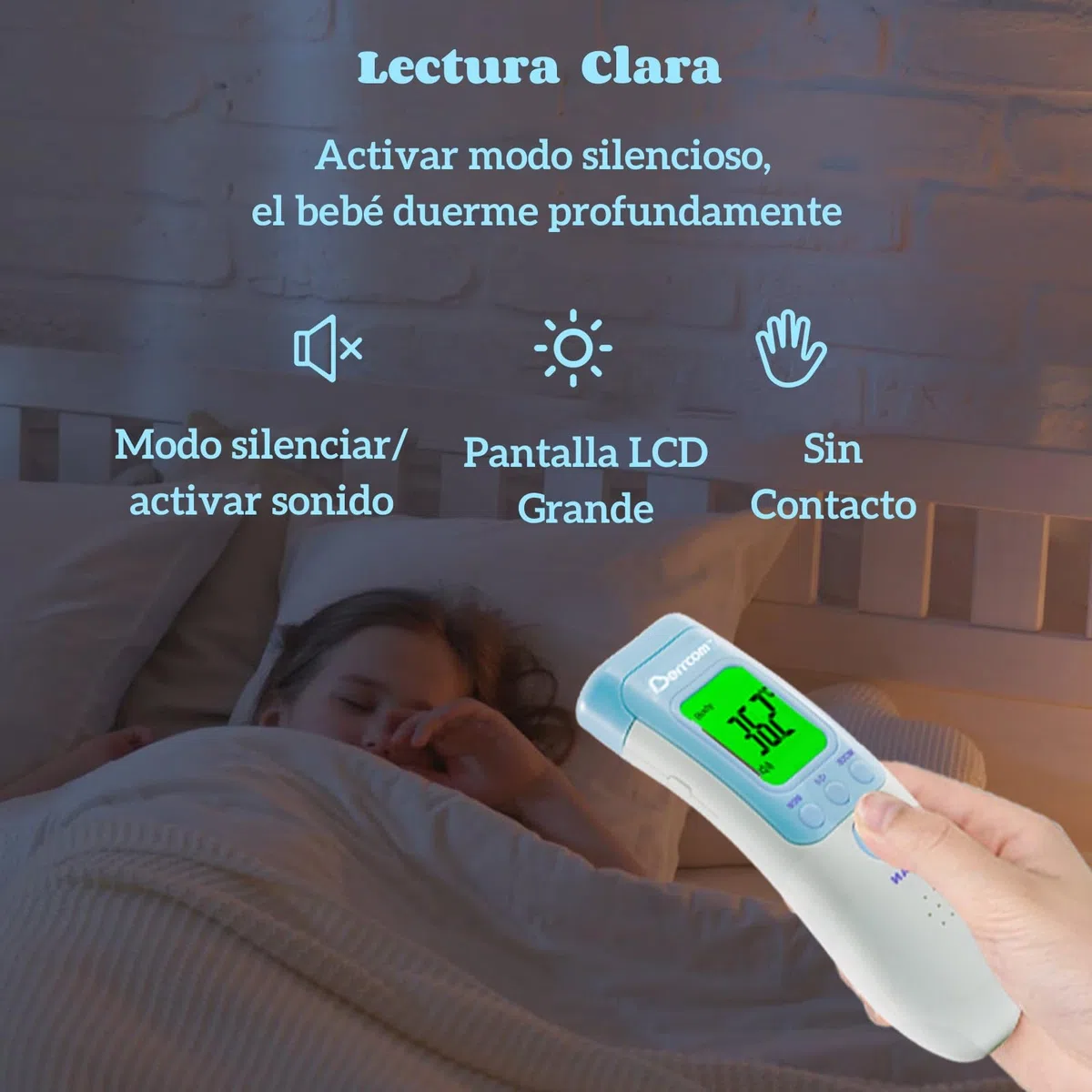 Berrcom Termometro Digital Termometro Frontale Infrarosso senza Contatto Termometro per Bambini, Termometri Medici con Schermo Retroilluminato a Tre Colori