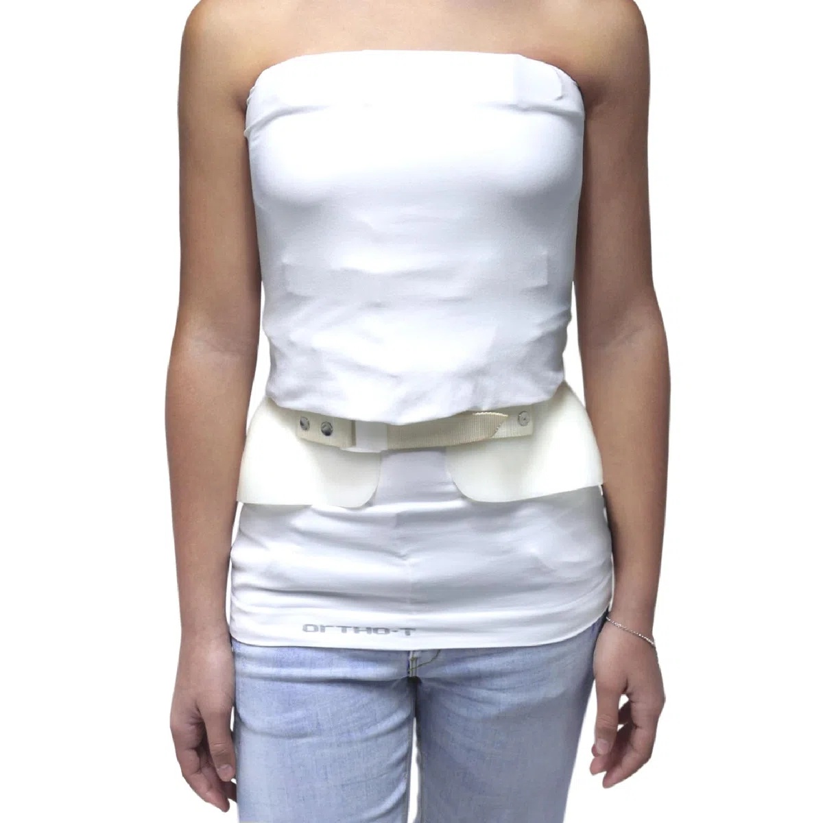 Tubolare Sottobusto, Indumento Intimo per Busto o Corsetto Ortopedico Correttivo Antibatterico e Traspirante, Senza Cuciture su Fianchi e Spalle, Bianco, Taglia S