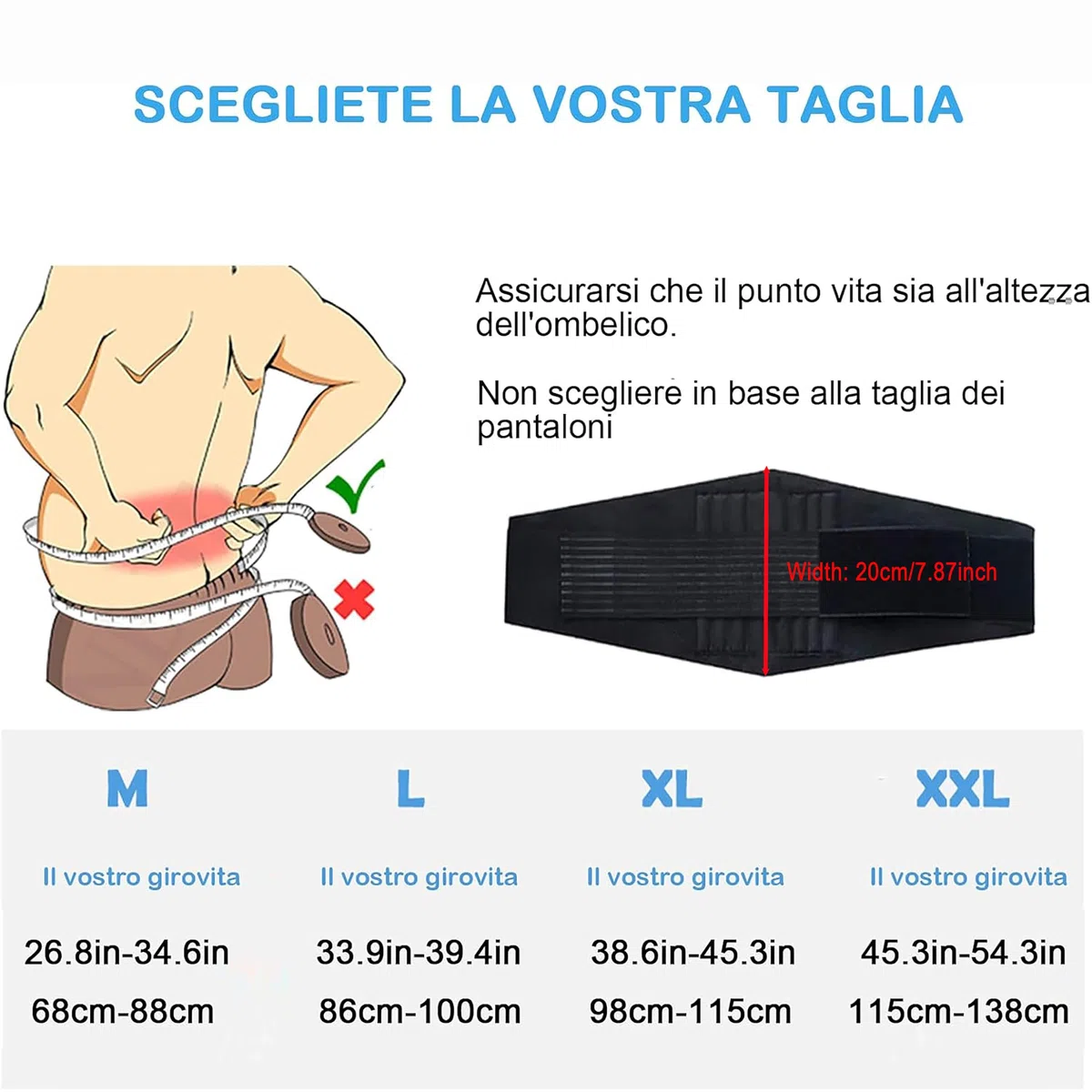 Paskyee Fascia Lombare Supporto con 6 supporti - Tutore per la schiena per alleviare il dolore da scoliosi e sciatica - Cintura di supporto lombare per uomini e donne
