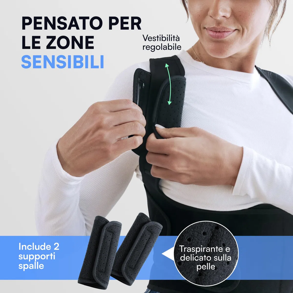 Correttore Posturale Spalle Schiena Uomo Donna - Busto Correttore Posturale e Fascia Posturale Regolabile per Schiena Dritta, con 2 Supporti per le Spalle