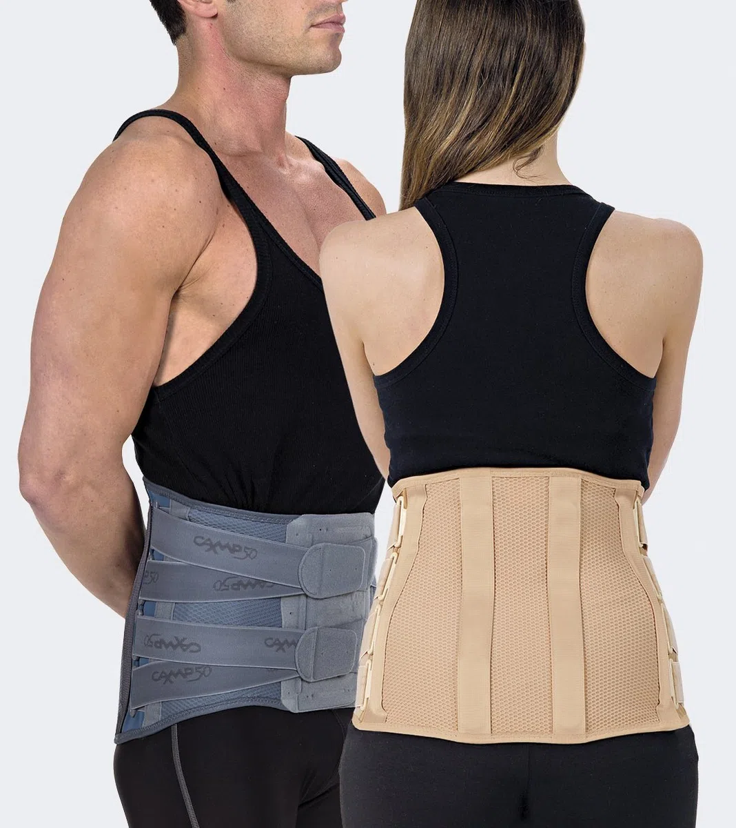 Corsetto lombosacrale in tessuto traspirante a basso profilo Camp50 (M, BEIGE)