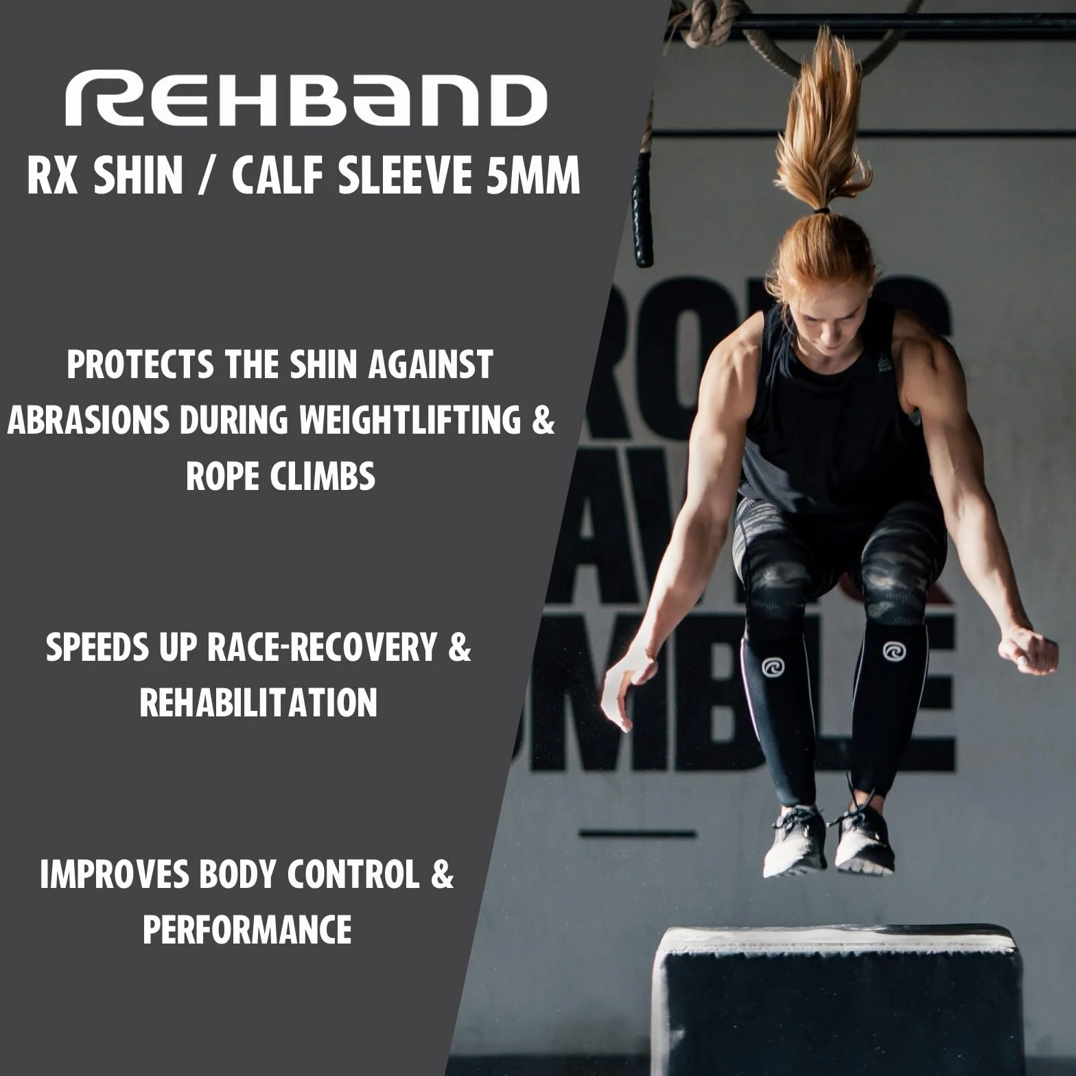Bendaggio per polpacci in neoprene Rehband 1 pezzo o 1 paio, bendaggio compressivo per polpaccio e stinco, parastinchi per stacchi