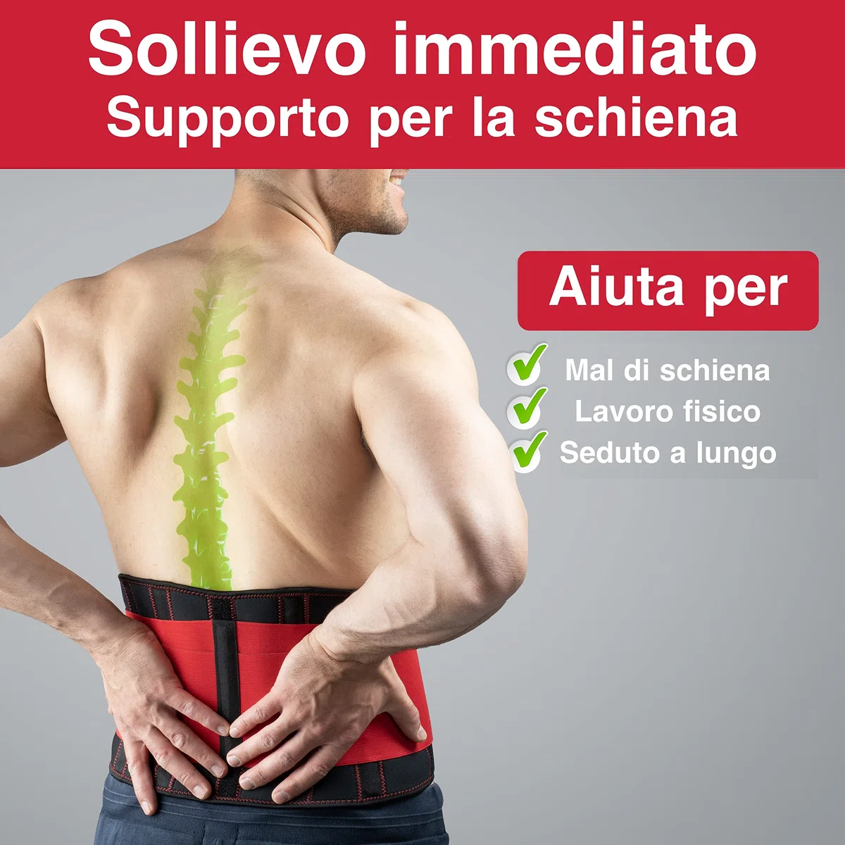 Vigo Sports lavabile in lavatrice, anti-sudore, fascia per la schiena stabilizzante, cintura di supporto unisex