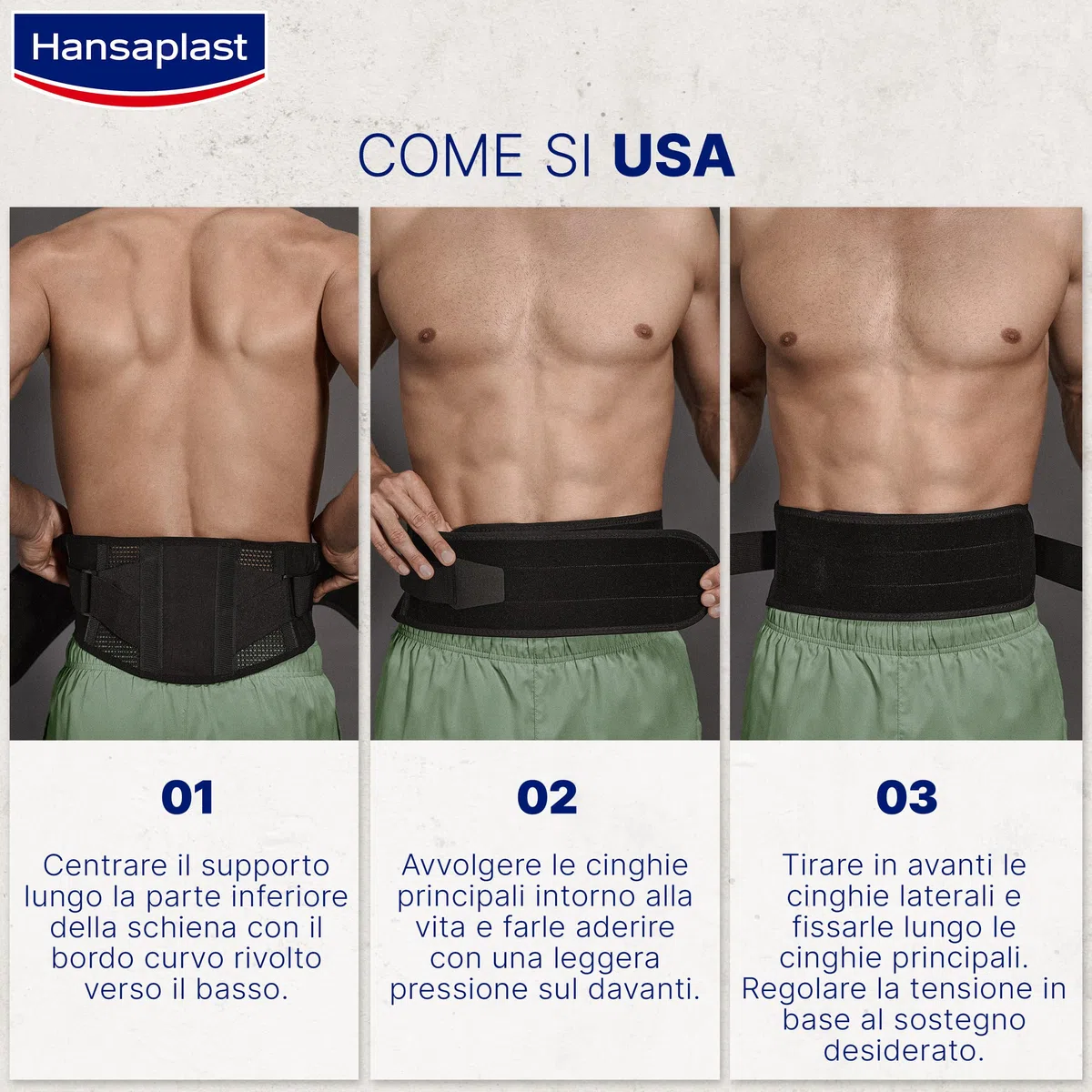 Hansaplast Sport Supporto Schiena, Fascia elastica lombare protettiva, Fascia lombare supporto schiena con regolazione della pressione, Fascia schiena con Duo Strapping System