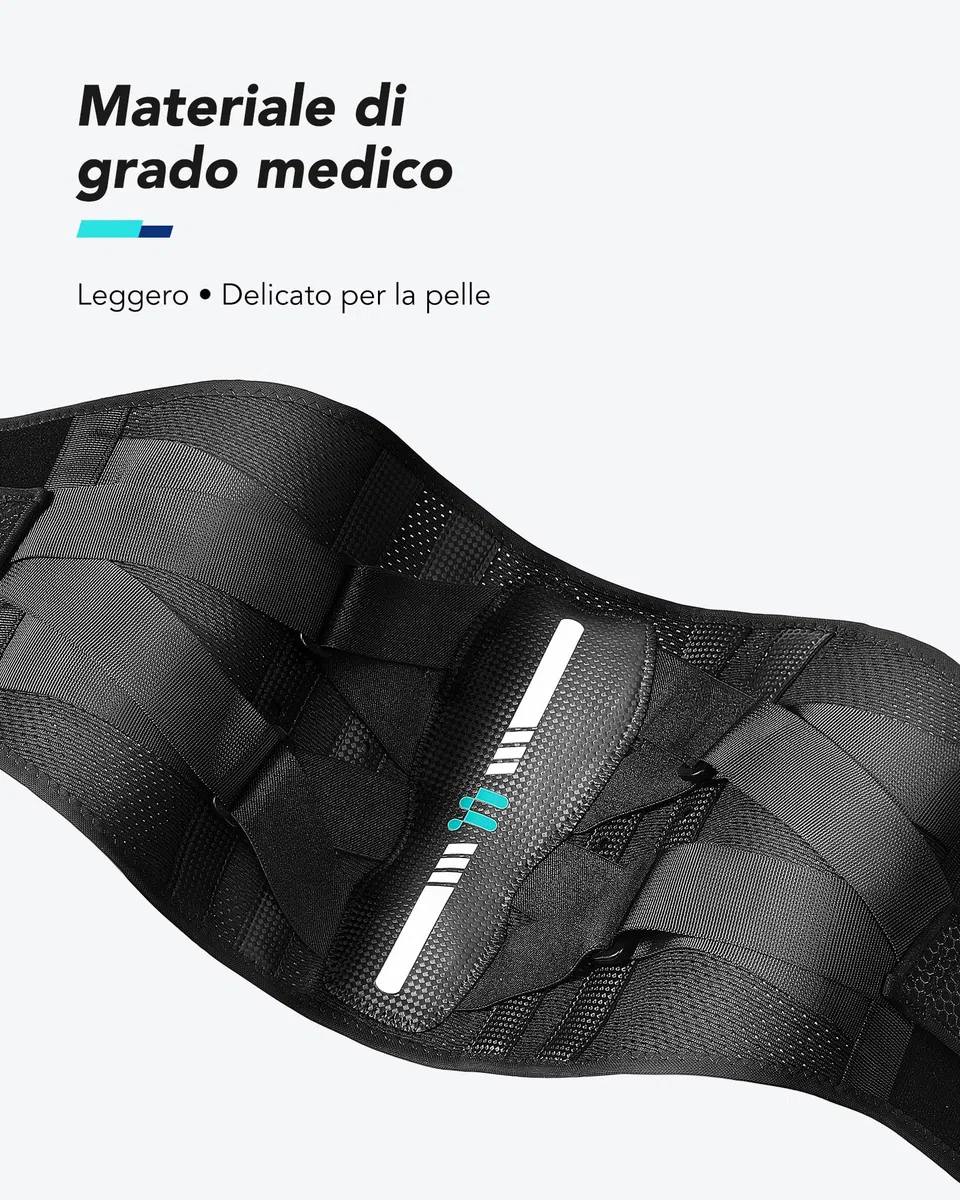 Fitomo Fascia Lombare Supporto Schiena con Supporto Ergonomico e Stecche in Fibra di Carbonio, Tessuto a Rete Ultra Fine, Fascia Elastica Lombare Donna Uomo per Lavoro, Sciatica, Postura