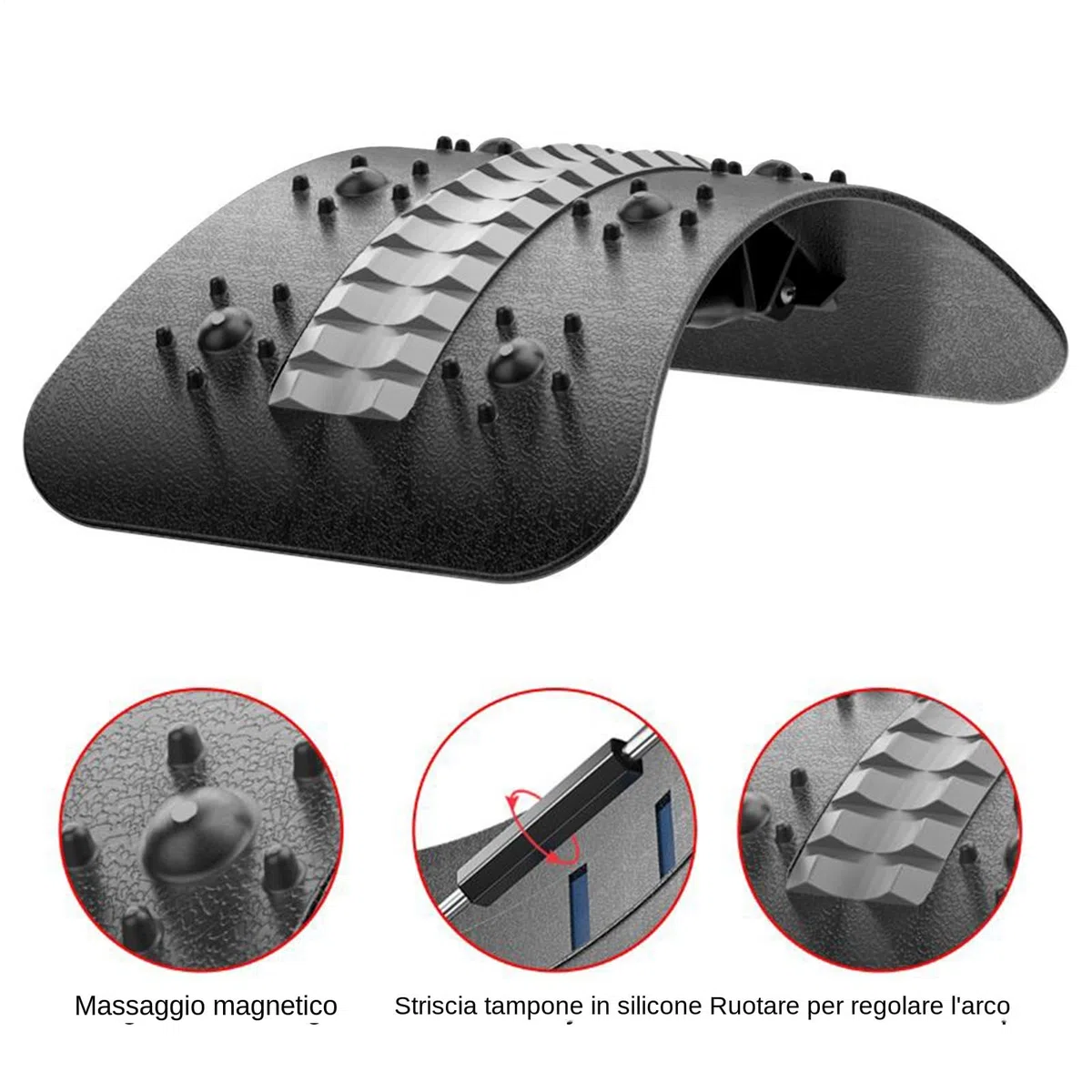 Back Stretcher, Spine Support Massager, 14.57x8.46-Inch Adjustable Recovery Tool, Lumbar Massage Device for Sleeping Bed, Car, Studio, Yoga, Pilates, Home, Travel, and Office