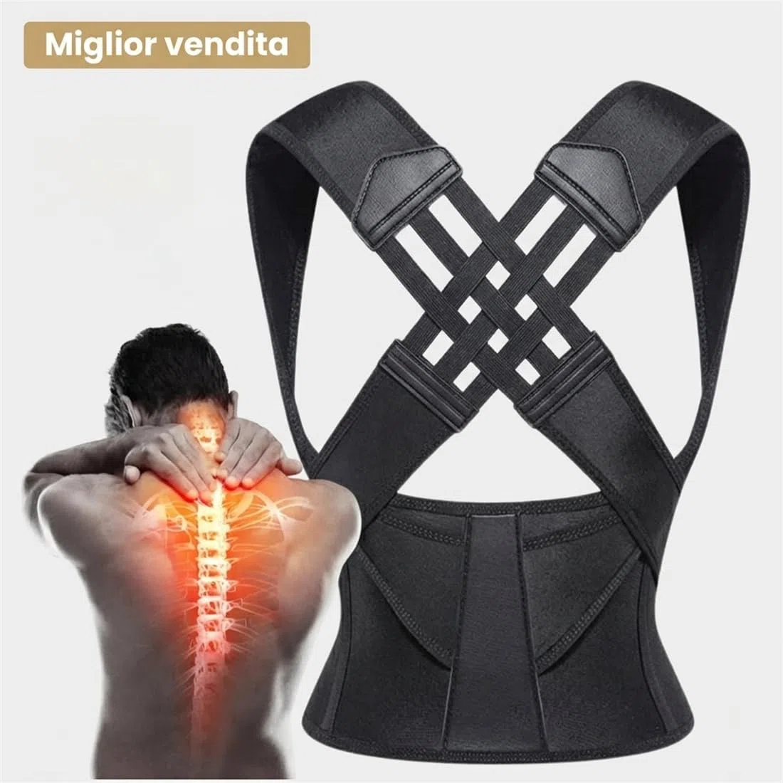 Correttore Postura Uomo Donna – Supporto Schiena Regolabile per Spalle Curve e Dolore Cervicale, Leggero e Invisibile – Ideale per Ufficio, Guida, Casa – Per Adulti e Lavoratori Sedentari