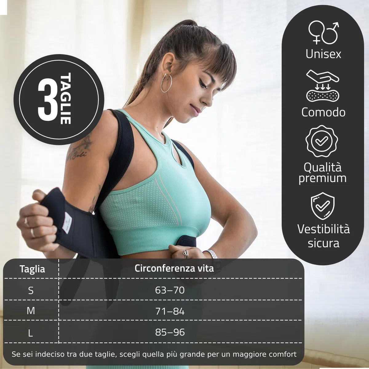 Roar® Busto correttore posturale uomo donna – Fascia posturale spalle e schiena – Raddrizza schiena e spalle – Dispositivo postura corretta traspirante regolabile